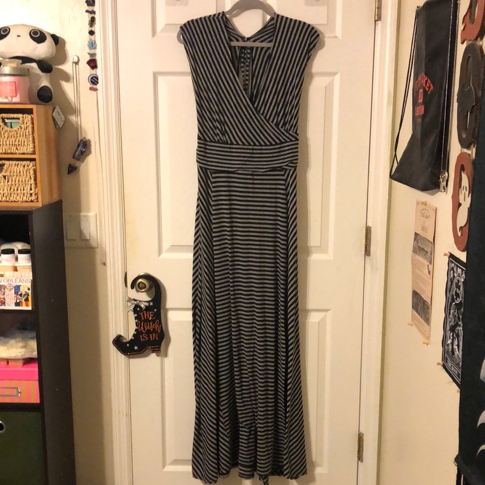 Torrid black and gray stripe maxi dress